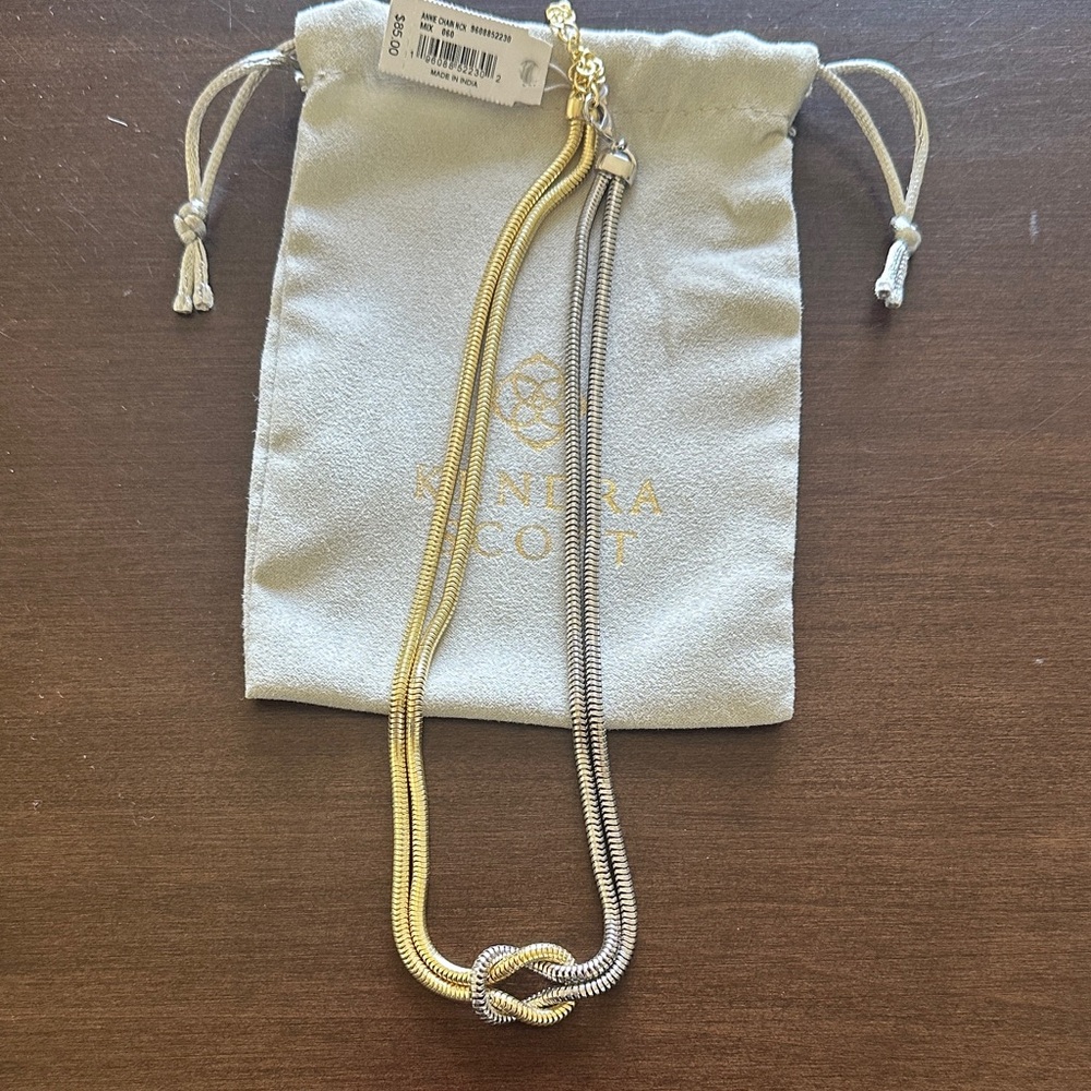 NWT Kendra Scott Annie Mixed Metal Knot Necklace - Gold & Silver